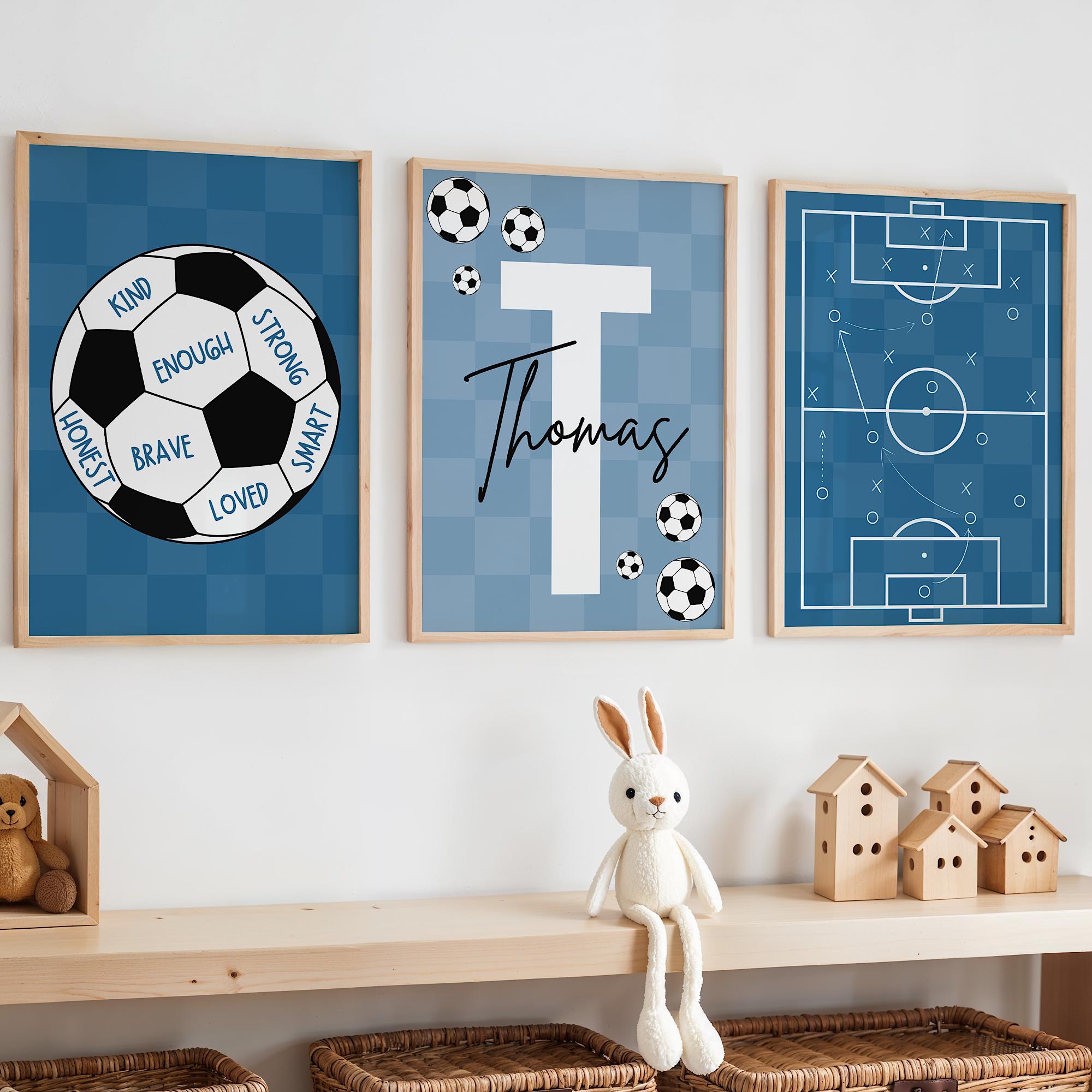 Baby Nursery Wall Art - Ensemble d'art mural de Football personnalisé,