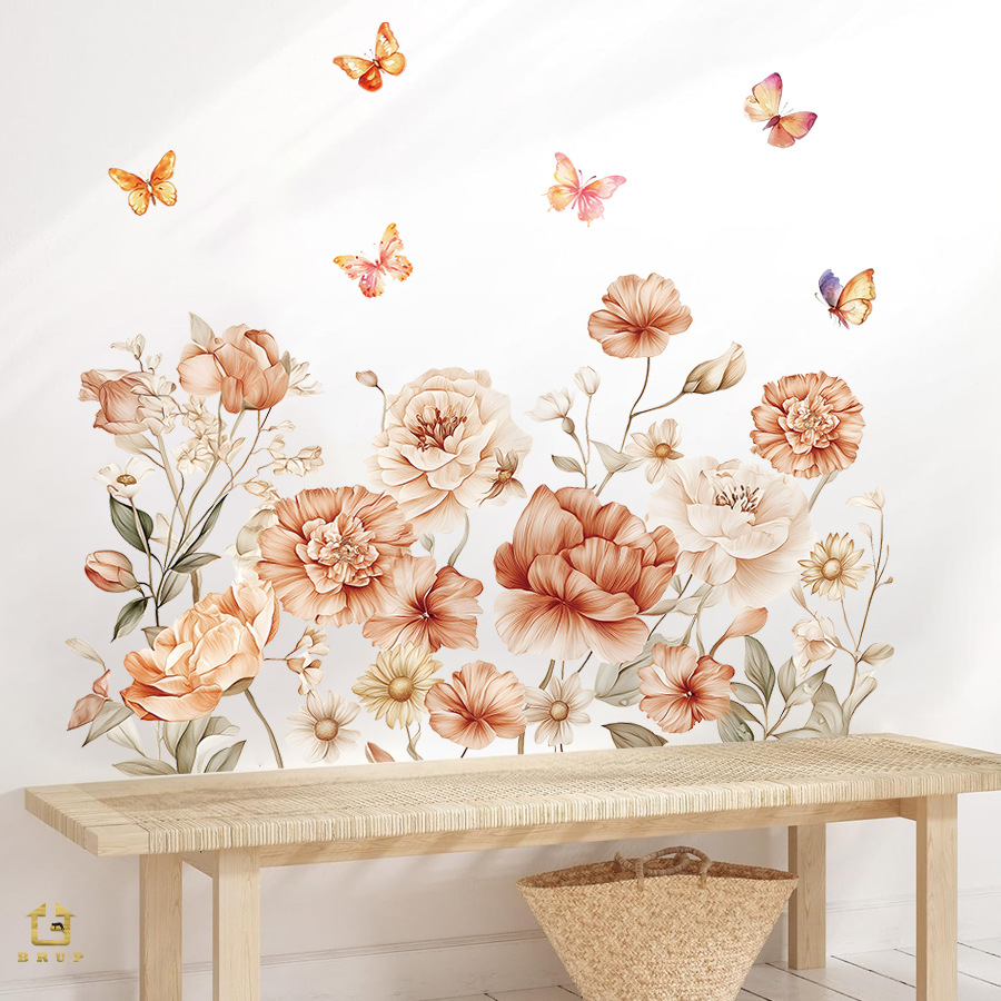 Baby Nursery Plants - Autocollants muraux de fleurs aquarelle Boho,