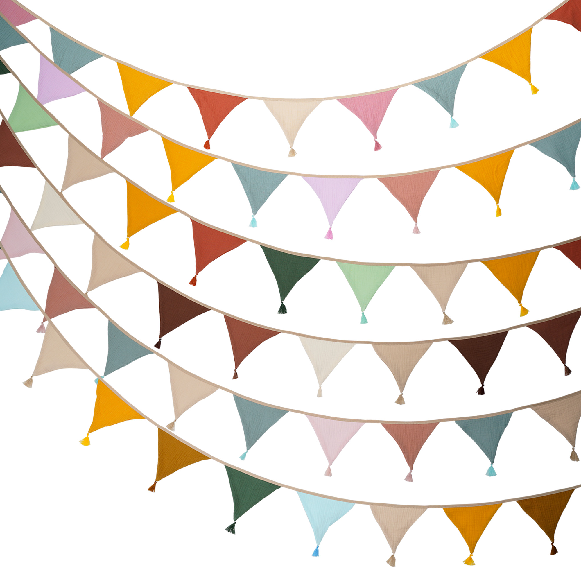 Baby Nursery Artwork - Banderoles triangulaires en tissu avec glands,