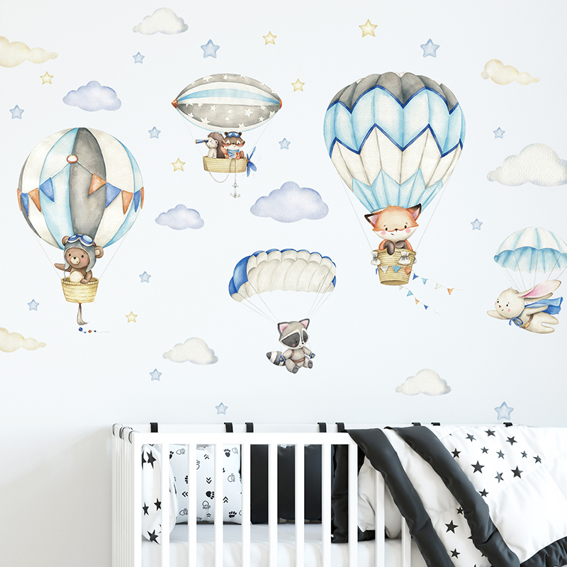 Baby Nursery Artwork - Autocollants muraux en forme d'animaux mignons