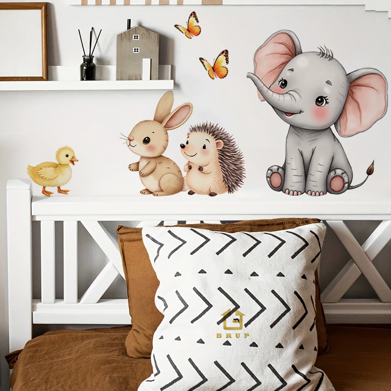 Baby Nursery Wall Art - Autocollant mural d'animal de dessin animé,
