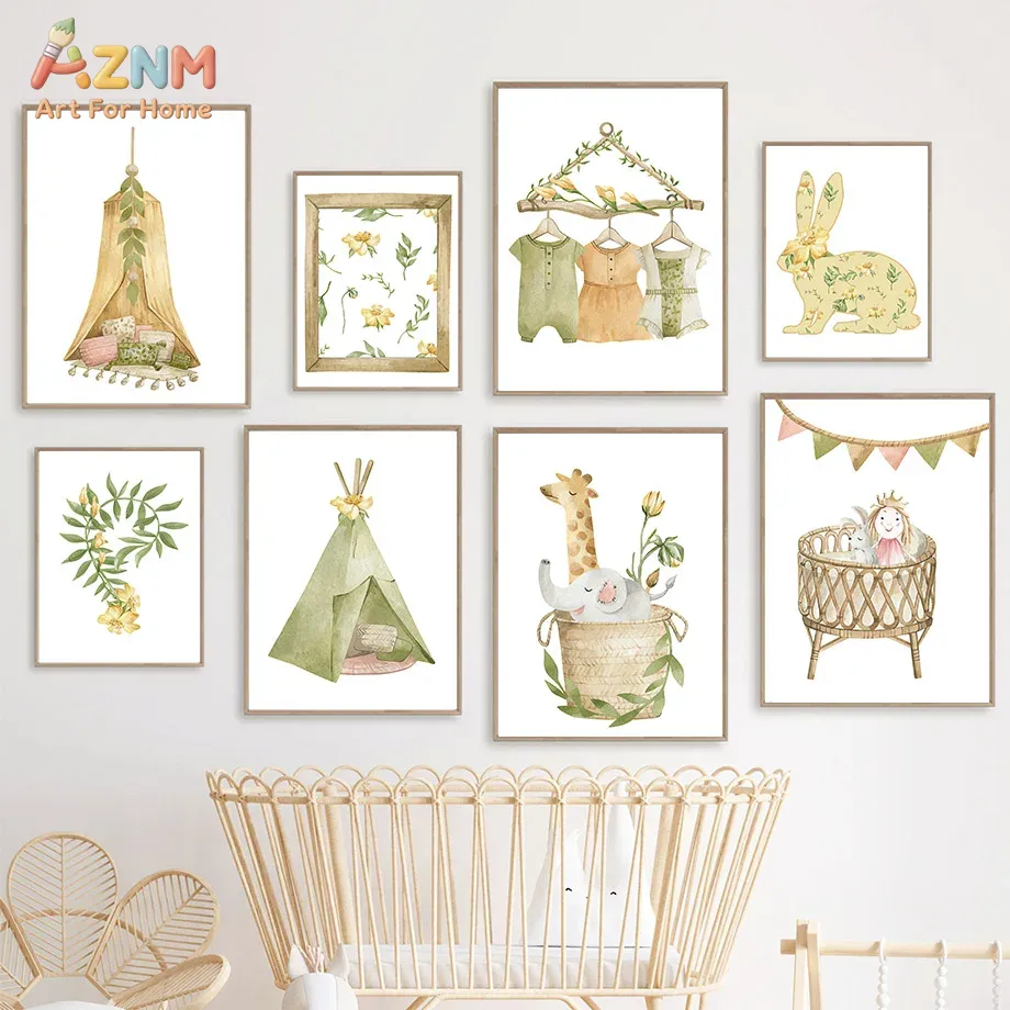 Baby Nursery Plants - AZNM – toile murale avec animaux