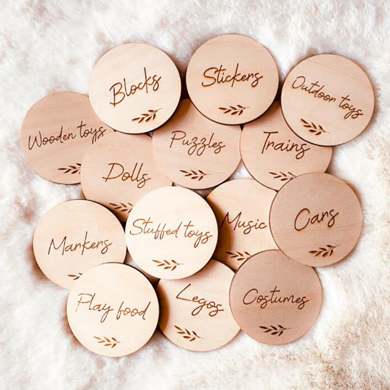 Baby Nursery Equipment - Étiquettes de rangement en bois, étiquettes