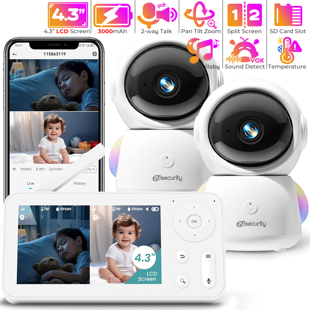 Baby Nursery Equipment - Babyphone 2K avec 2 Caméras et