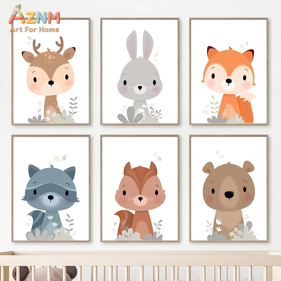 Baby Nursery Plants - AZNM Décoration murale en toile avec