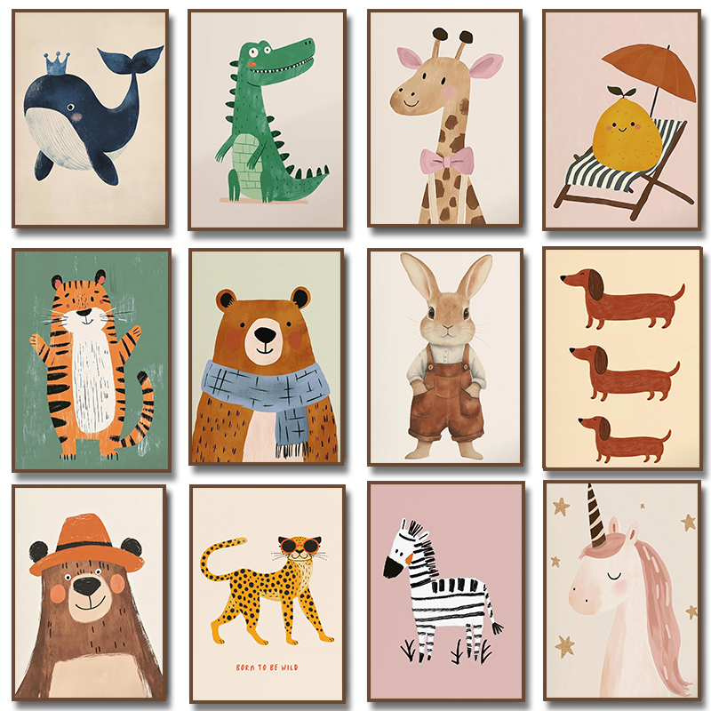 Affiche illustrative d'animaux - Baby Nursery Wall Art avis et prix