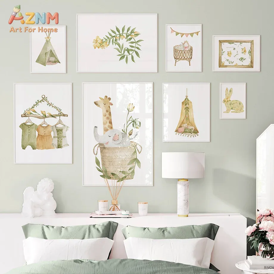 AZNM – toile murale avec anima - Baby Nursery Plants avis et prix