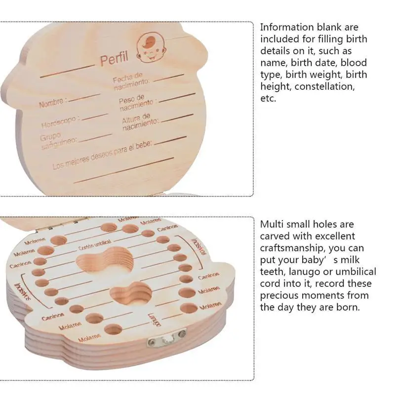 Boîte à dents de bébé en bois  - Baby Keepsake Box avis et prix