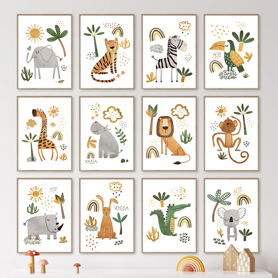 Toile d'art mural girafe, élép - Baby Nursery Plants avis et prix